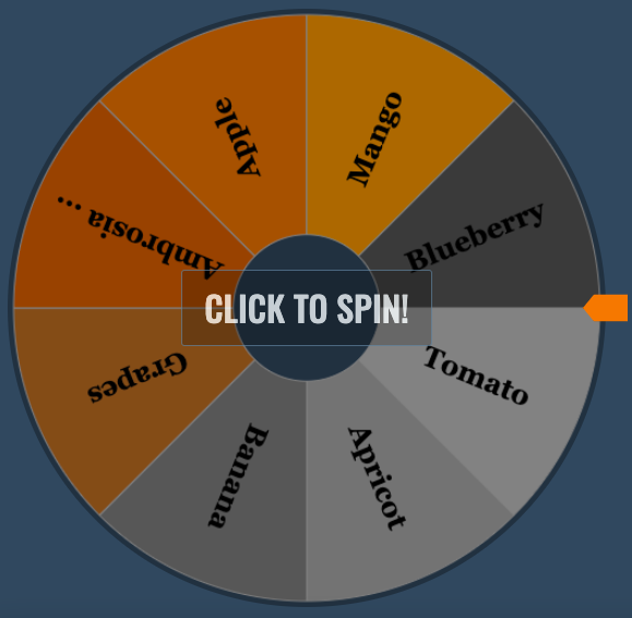 the main spin the wheel interface